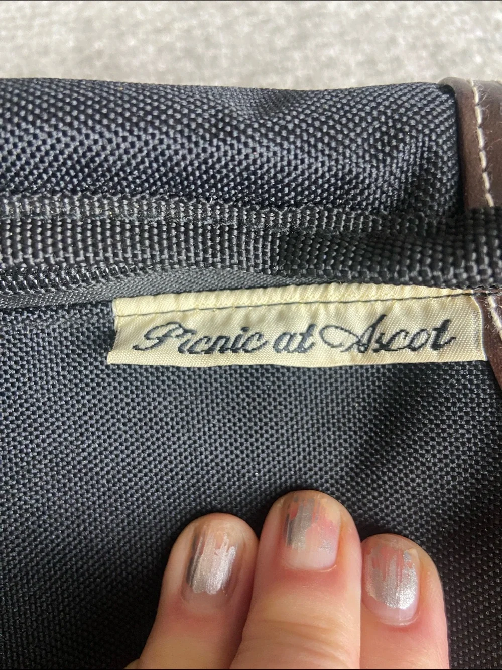Picnic at Ascot Black Insulated Backpack for Picnic with Brown Accents